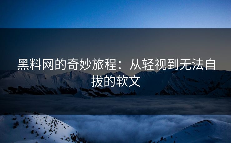 黑料网的奇妙旅程:从轻视到无法自拔的软文