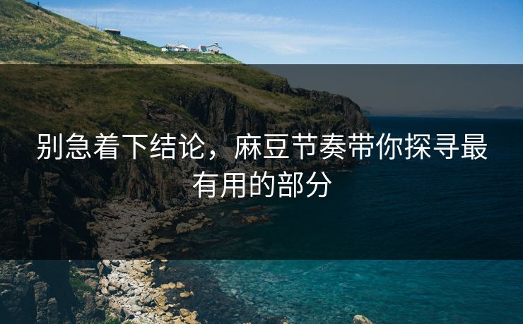 别急着下结论，麻豆节奏带你探寻最有用的部分