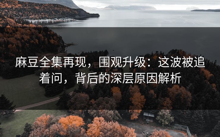 麻豆全集再现，围观升级：这波被追着问，背后的深层原因解析